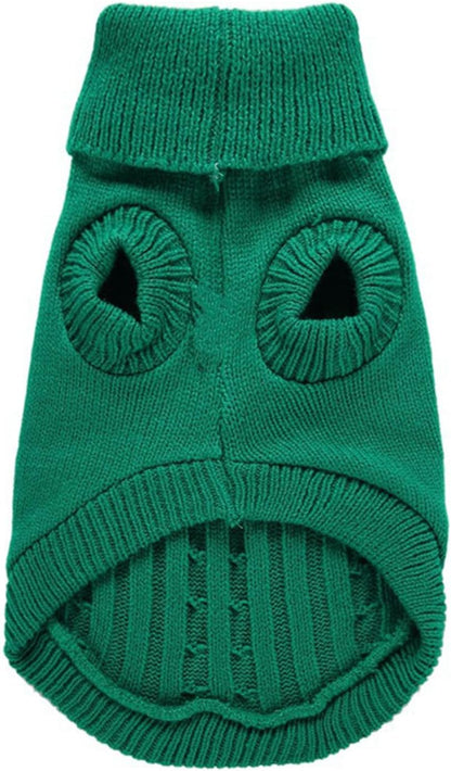 Small Dog Sweaters Knitted Pet Cat Warm Dog Sweatshirt Winter Clothes Kitten Puppy Sweater (Xx-Small, Green)